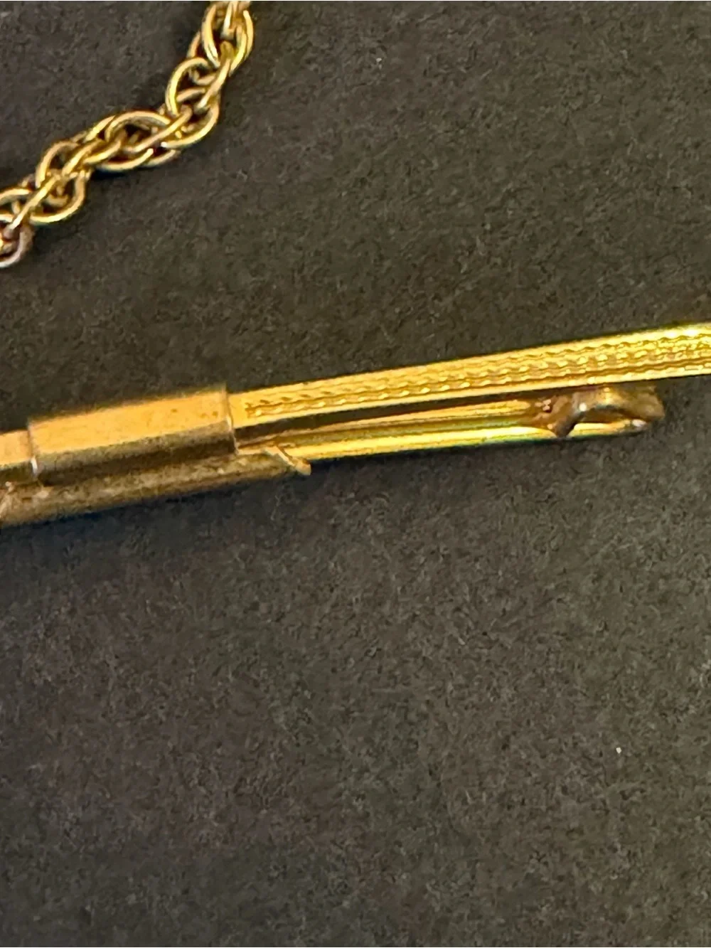 Vintage Swank Tie Bar Clip Gold Tone Chain Men's Jewelry Retro Dad Father Lot 2x